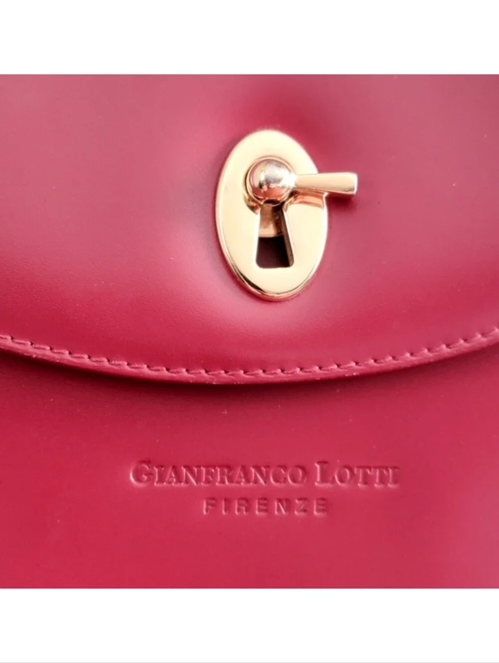Gianfranco Lotti Firenze Trapezoid Backpack Red Leather Bag Italy